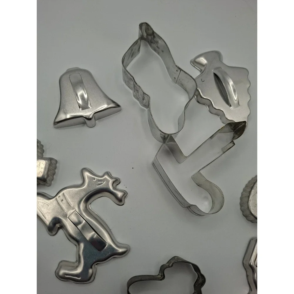 Vintage Metal Cookie Cutter 19 Pc assorted dog bone Angel Reindeer Animals heart